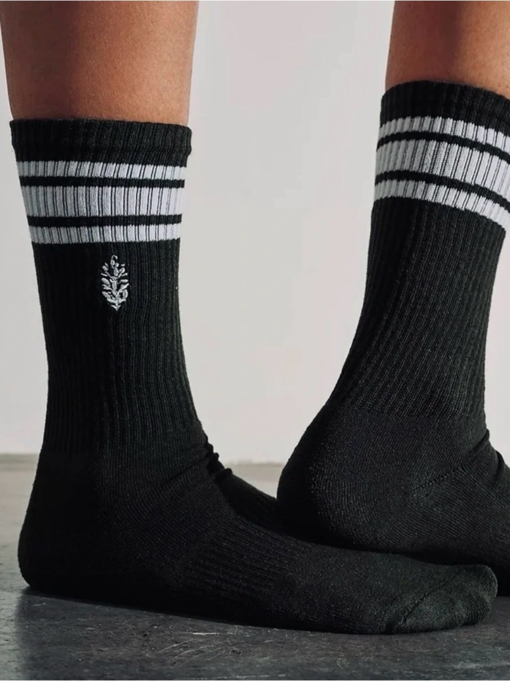 FP Movement Logo Stripe Sport Socks in Black White Stripe